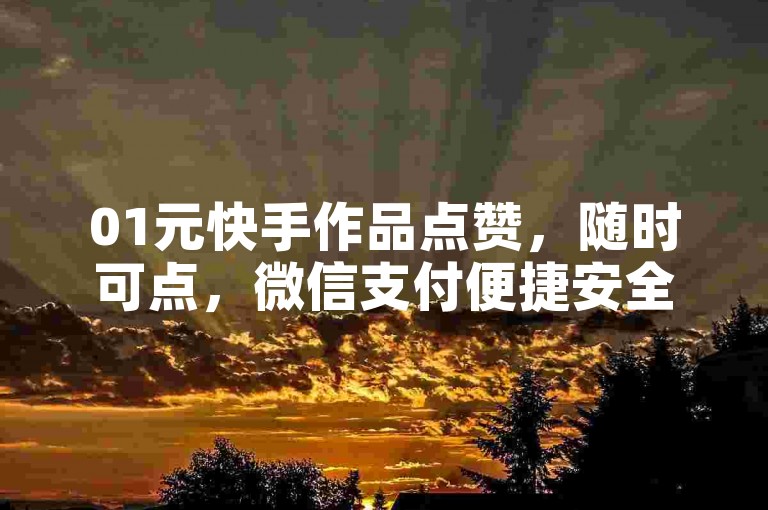 01元快手作品点赞，随时可点，微信支付便捷安全。