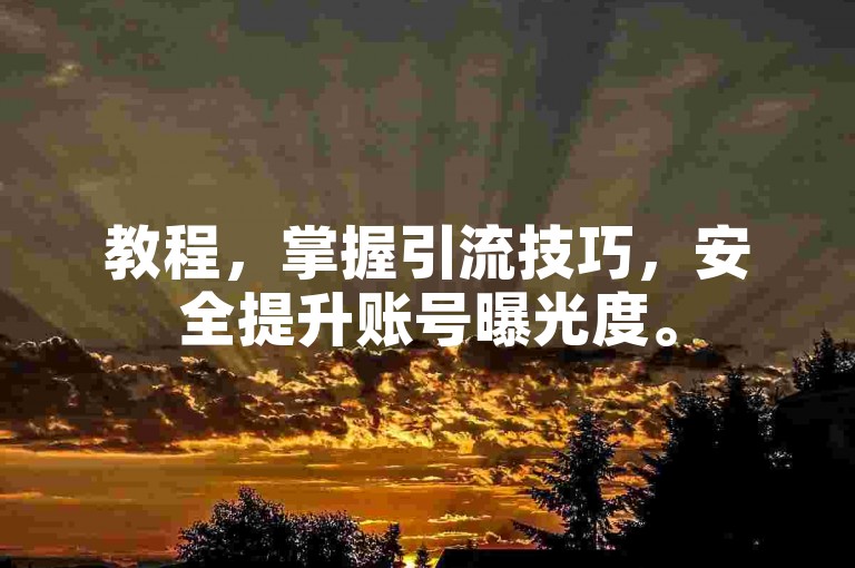 教程，掌握引流技巧，安全提升账号曝光度。