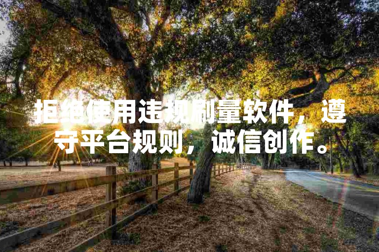 拒绝使用违规刷量软件，遵守平台规则，诚信创作。