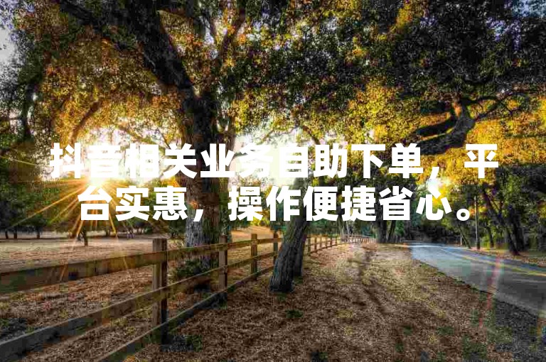 抖音相关业务自助下单，平台实惠，操作便捷省心。