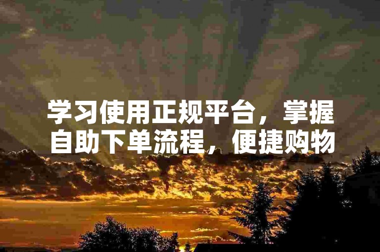 学习使用正规平台，掌握自助下单流程，便捷购物体验。