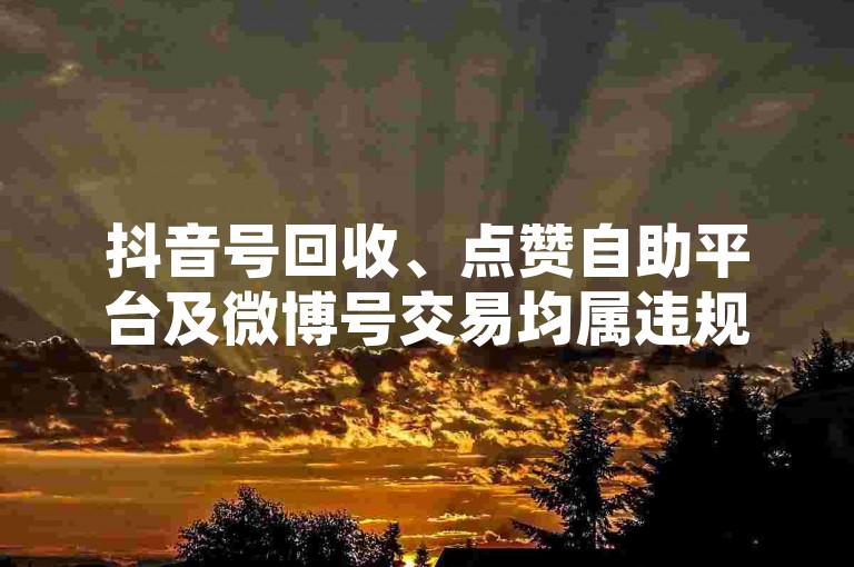抖音号回收、点赞自助平台及微博号交易均属违规行为，请勿参与。