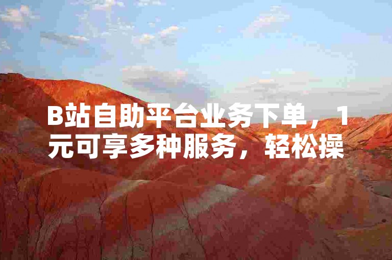 B站自助平台业务下单，1元可享多种服务，轻松操作无烦恼。