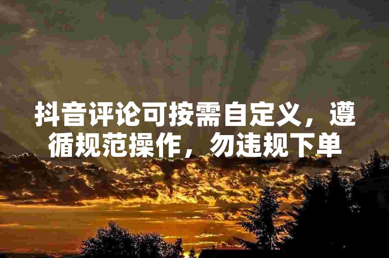 抖音评论可按需自定义，遵循规范操作，勿违规下单。