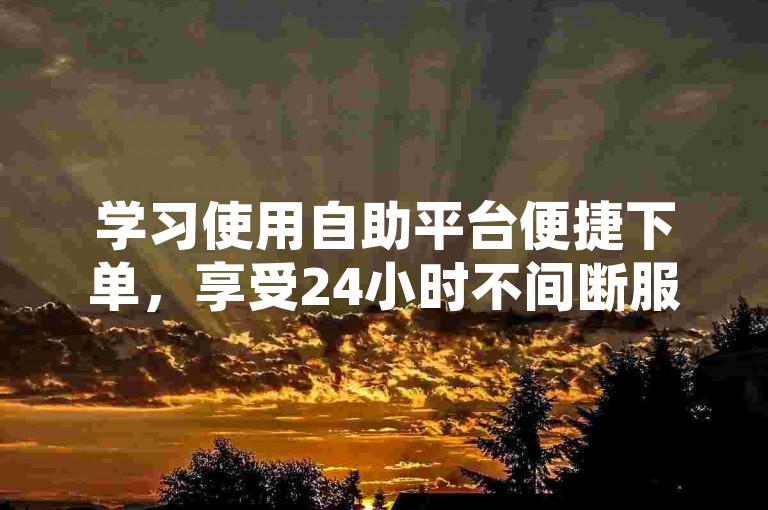 学习使用自助平台便捷下单，享受24小时不间断服务与实惠价格。