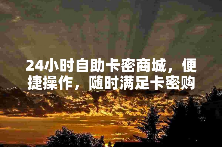 24小时自助卡密商城，便捷操作，随时满足卡密购买需求。