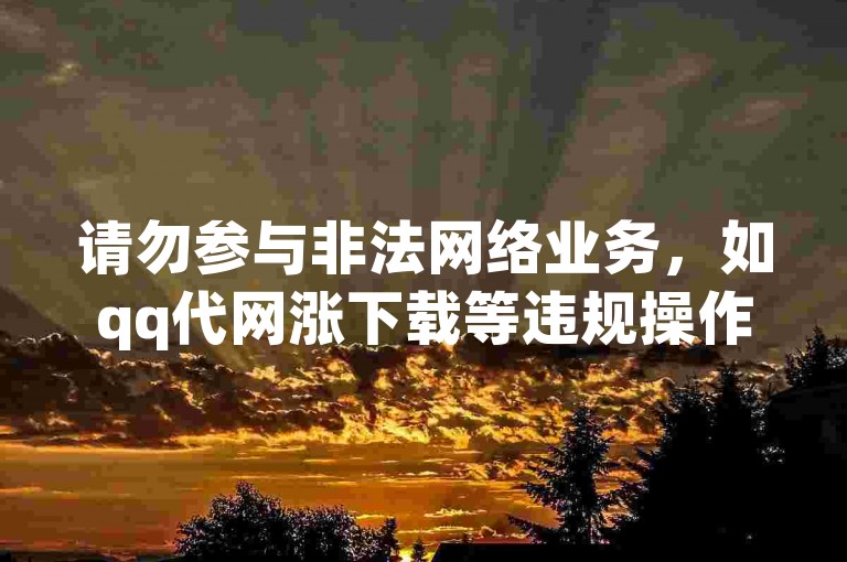 请勿参与非法网络业务，如qq代网涨下载等违规操作。