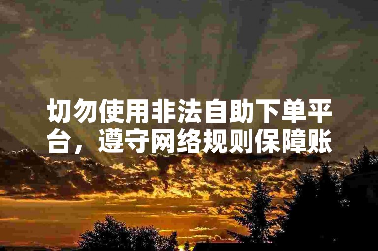 切勿使用非法自助下单平台，遵守网络规则保障账号安全。