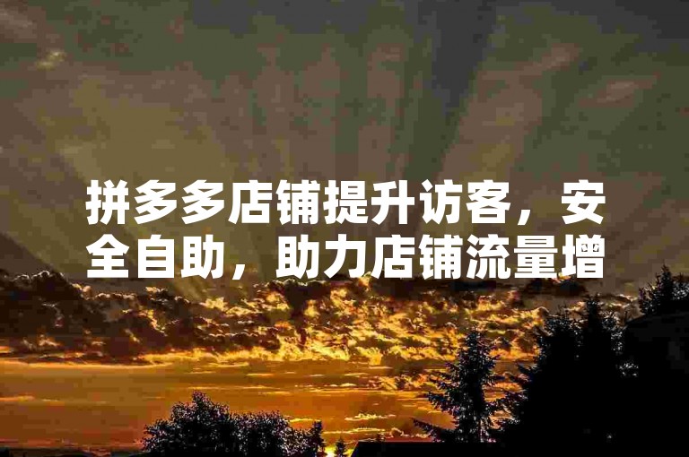 拼多多店铺提升访客，安全自助，助力店铺流量增长。