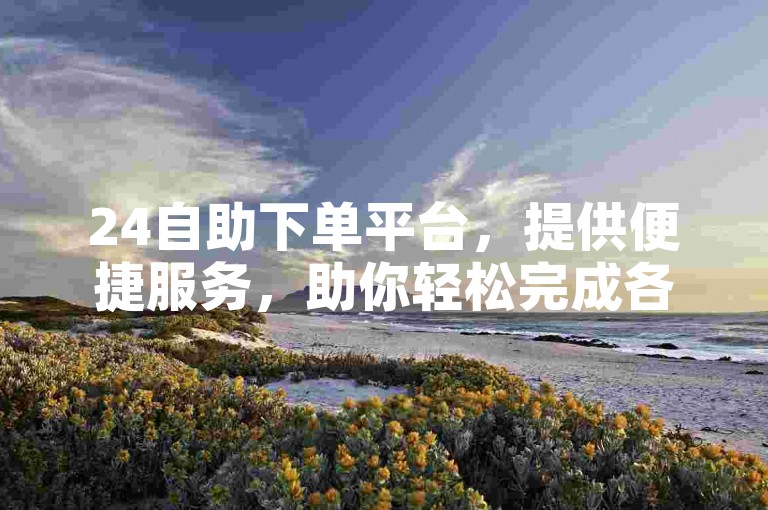 24自助下单平台，提供便捷服务，助你轻松完成各类任务。