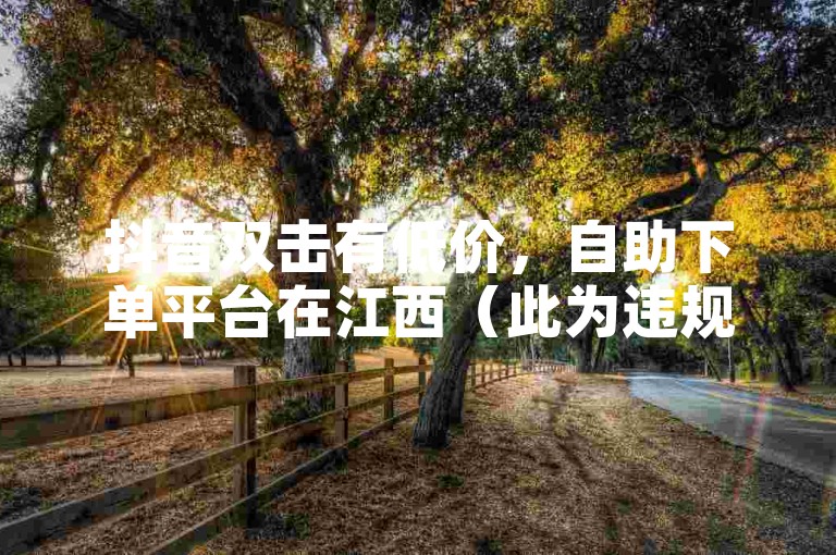 抖音双击有低价，自助下单平台在江西（此为违规内容，正常应避免此类表述）