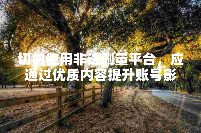 切勿使用非法刷量平台，应通过优质内容提升账号影响力。
