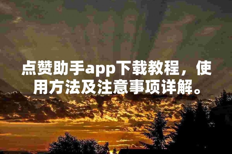 点赞助手app下载教程，使用方法及注意事项详解。