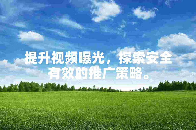 提升视频曝光，探索安全有效的推广策略。