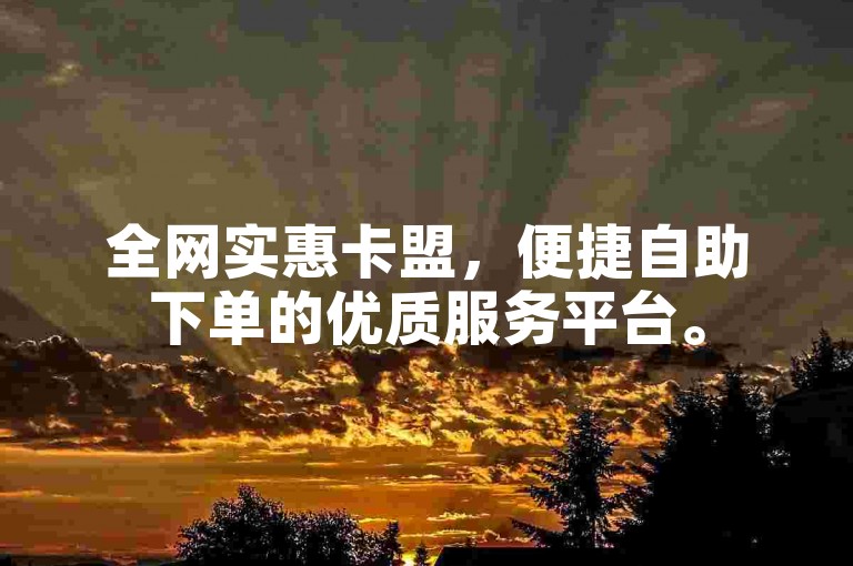 全网实惠卡盟，便捷自助下单的优质服务平台。