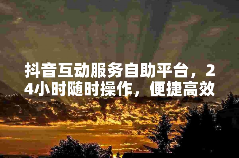 抖音互动服务自助平台，24小时随时操作，便捷高效。