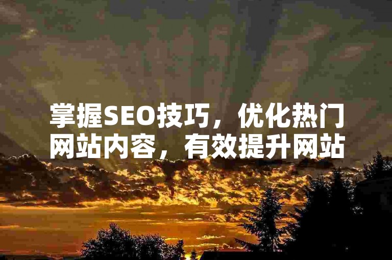 掌握SEO技巧，优化热门网站内容，有效提升网站流量。