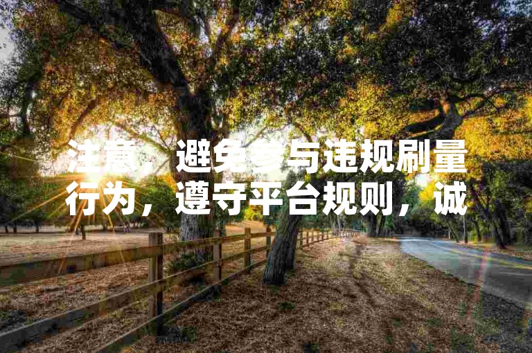 注意，避免参与违规刷量行为，遵守平台规则，诚信运营账号。