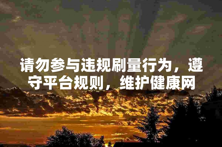 请勿参与违规刷量行为，遵守平台规则，维护健康网络环境。