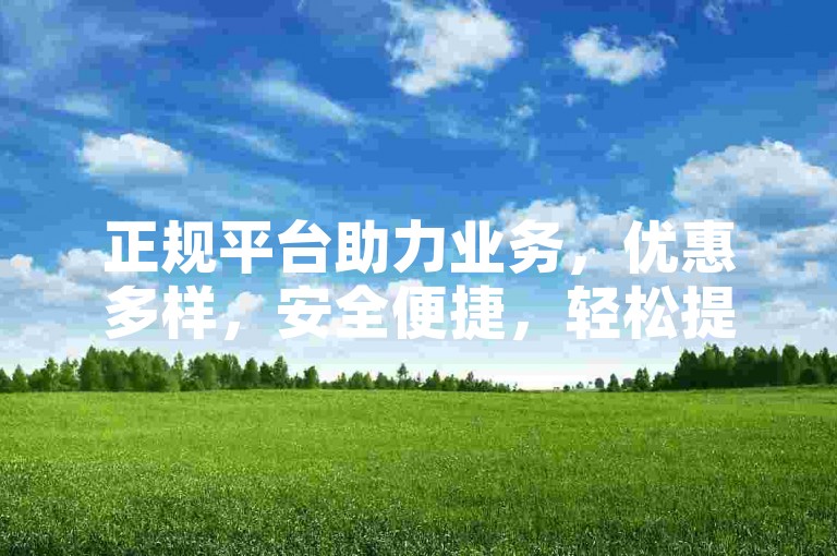 正规平台助力业务，优惠多样，安全便捷，轻松提升影响力。