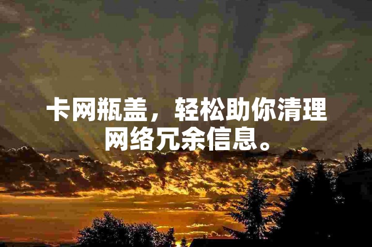 卡网瓶盖，轻松助你清理网络冗余信息。