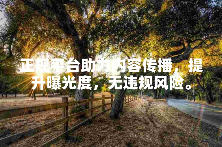 正规平台助力内容传播，提升曝光度，无违规风险。