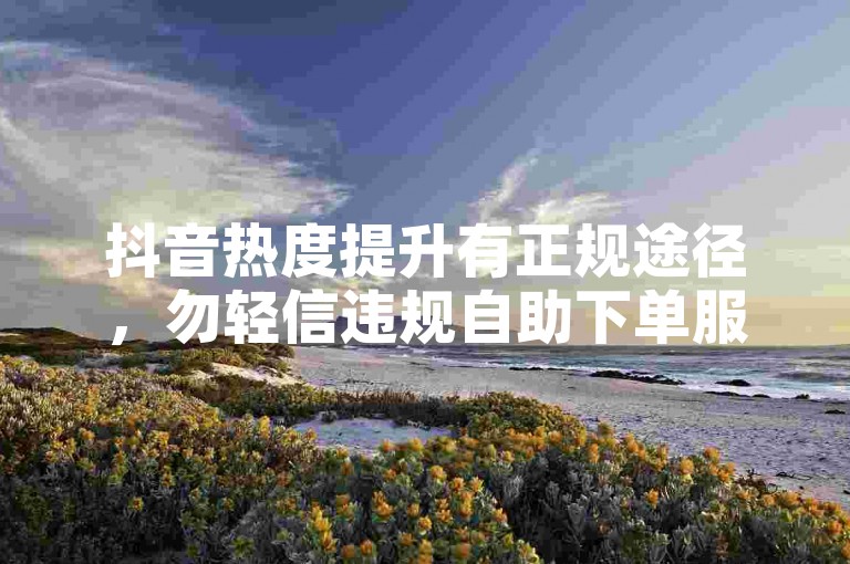 抖音热度提升有正规途径，勿轻信违规自助下单服务。