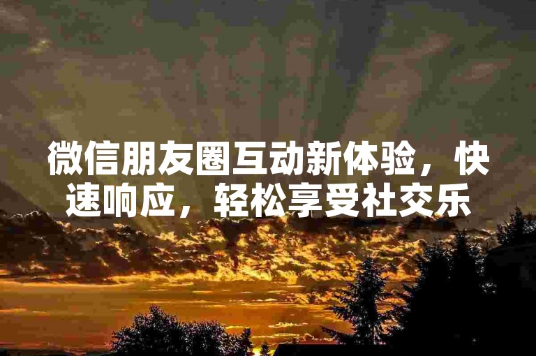 微信朋友圈互动新体验，快速响应，轻松享受社交乐趣。