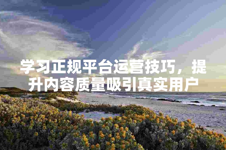 学习正规平台运营技巧，提升内容质量吸引真实用户关注。