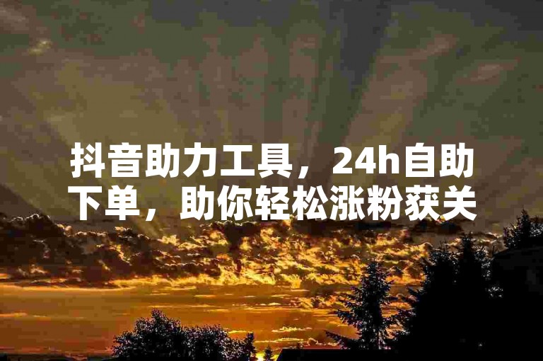 抖音助力工具，24h自助下单，助你轻松涨粉获关注。