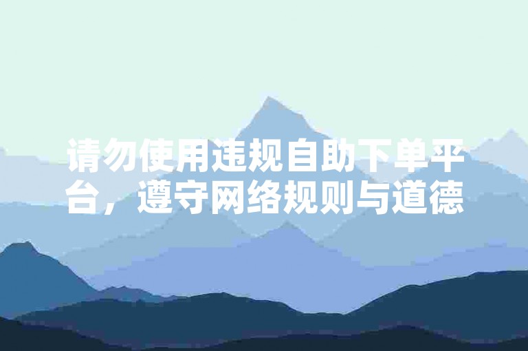 请勿使用违规自助下单平台，遵守网络规则与道德。
