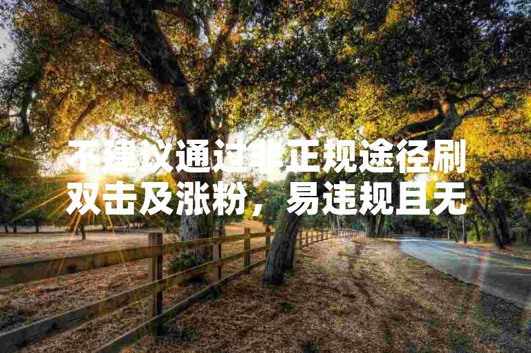 不建议通过非正规途径刷双击及涨粉，易违规且无实质助益。