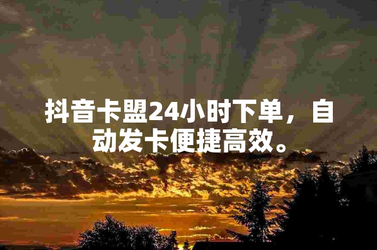 抖音卡盟24小时下单，自动发卡便捷高效。