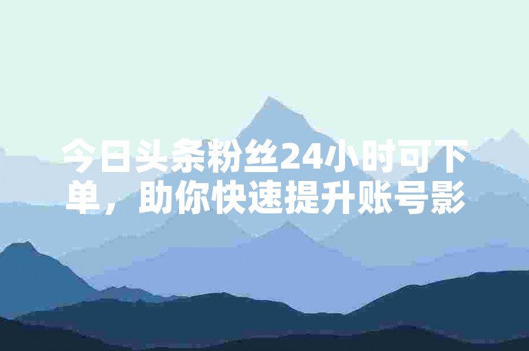 今日头条粉丝24小时可下单，助你快速提升账号影响力。