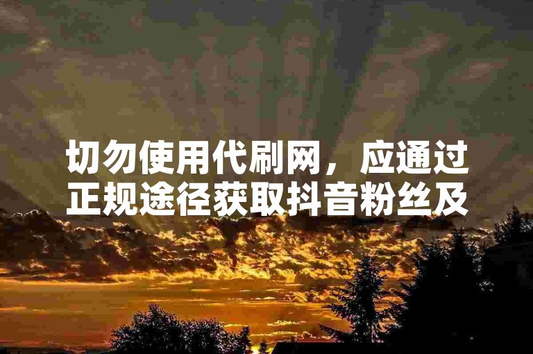 切勿使用代刷网，应通过正规途径获取抖音粉丝及服务。