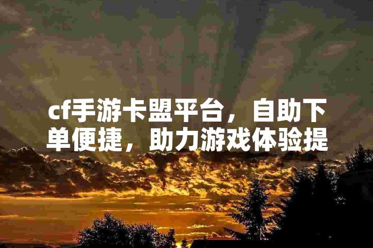 cf手游卡盟平台，自助下单便捷，助力游戏体验提升。