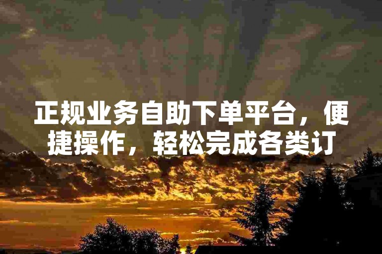 正规业务自助下单平台，便捷操作，轻松完成各类订单需求。