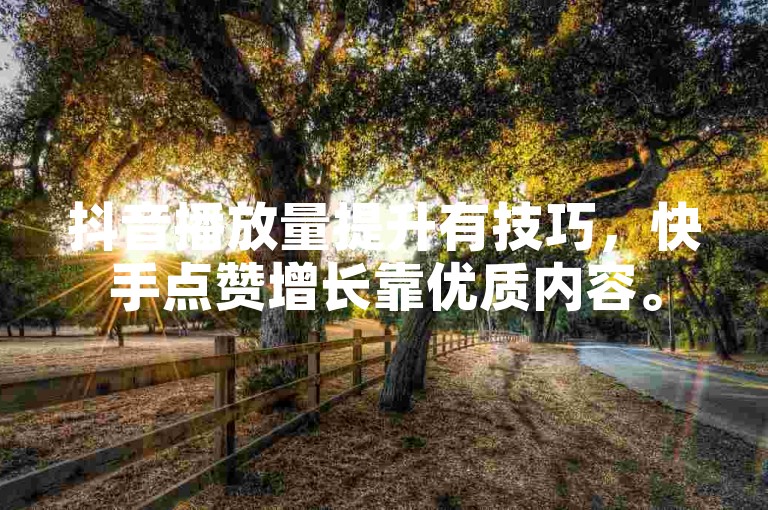 抖音播放量提升有技巧，快手点赞增长靠优质内容。
