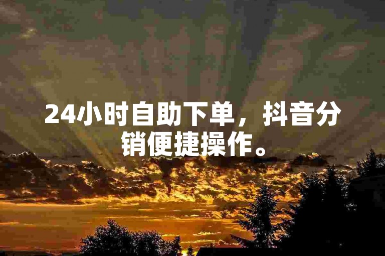 24小时自助下单，抖音分销便捷操作。