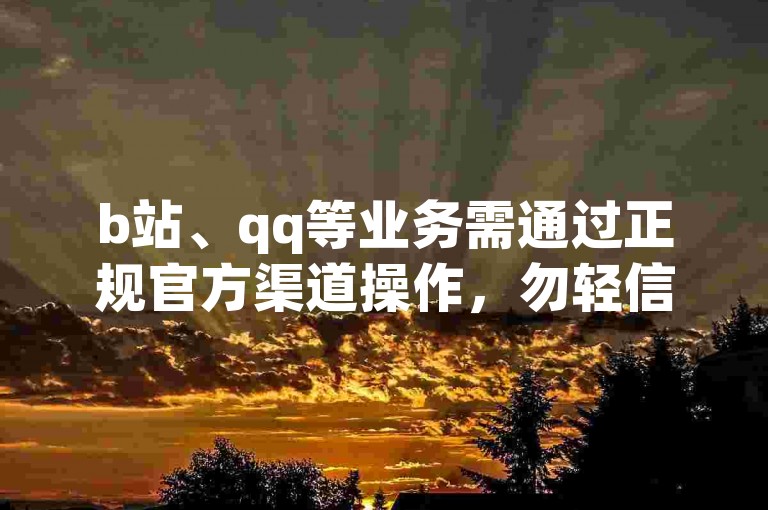 b站、qq等业务需通过正规官方渠道操作，勿轻信非正规软件。