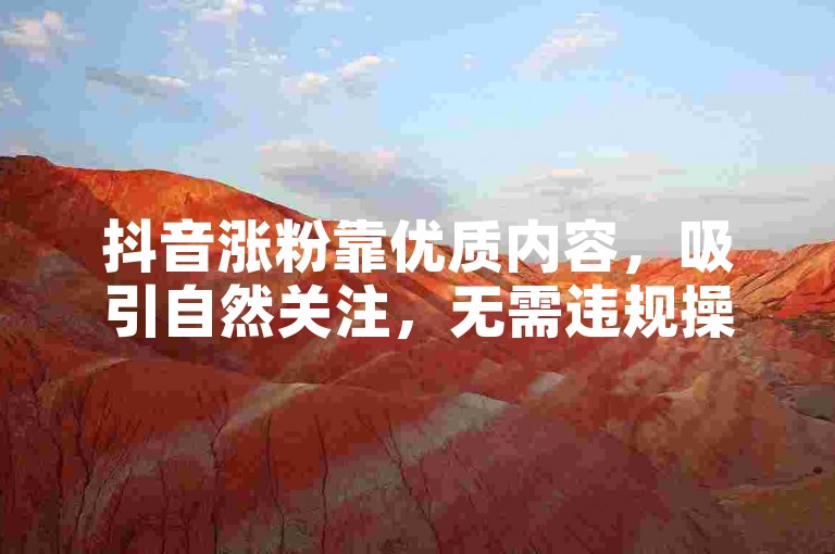 抖音涨粉靠优质内容，吸引自然关注，无需违规操作。