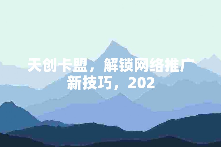 天创卡盟，解锁网络推广新技巧，2025年必备攻略！
