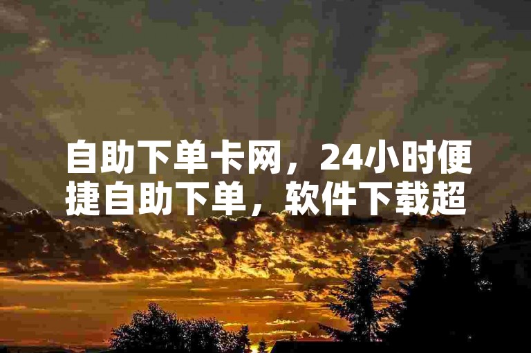 自助下单卡网，24小时便捷自助下单，软件下载超实惠。