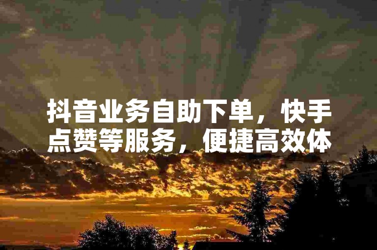 抖音业务自助下单，快手点赞等服务，便捷高效体验佳。