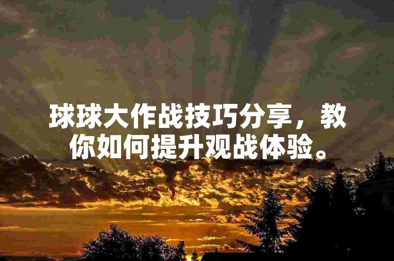 球球大作战技巧分享，教你如何提升观战体验。