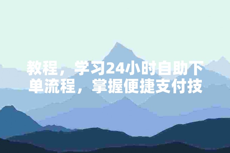 教程，学习24小时自助下单流程，掌握便捷支付技巧。