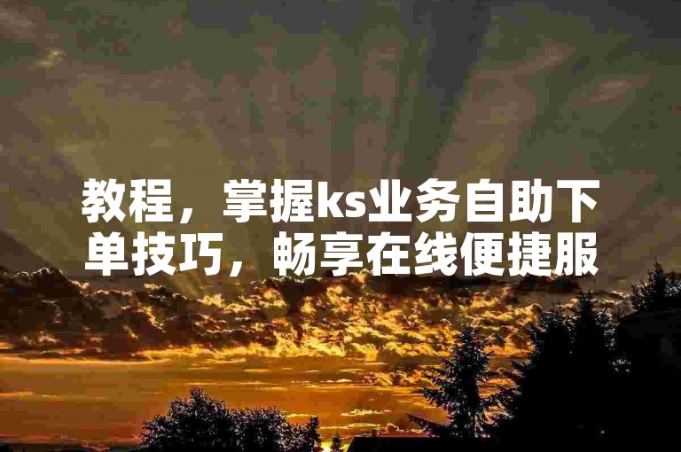 教程，掌握ks业务自助下单技巧，畅享在线便捷服务。