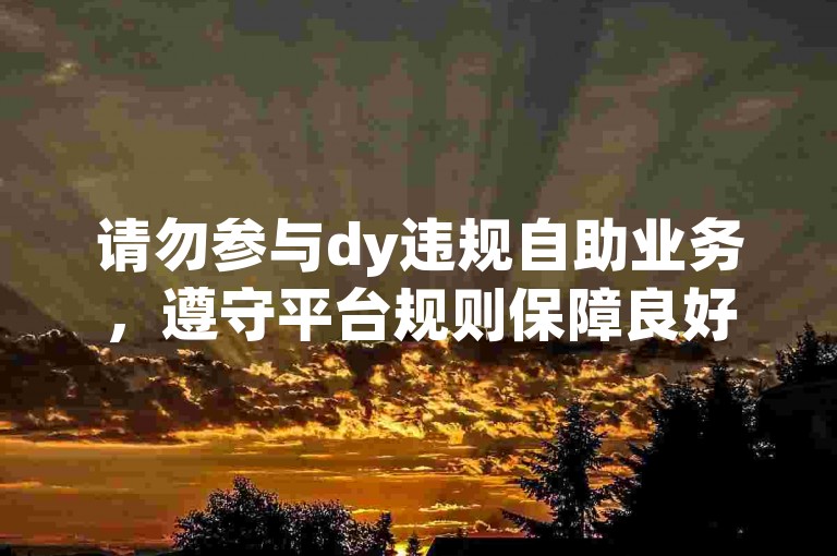 请勿参与dy违规自助业务，遵守平台规则保障良好环境。