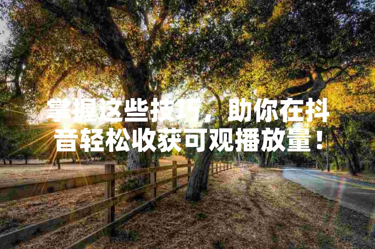 掌握这些技巧，助你在抖音轻松收获可观播放量！
