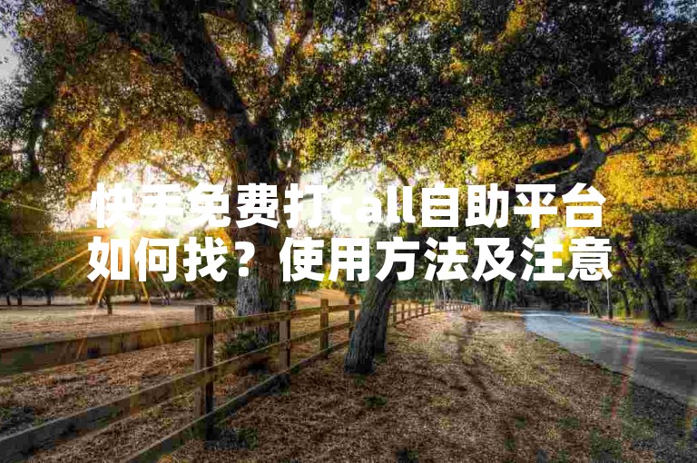 快手免费打call自助平台如何找？使用方法及注意事项详解。